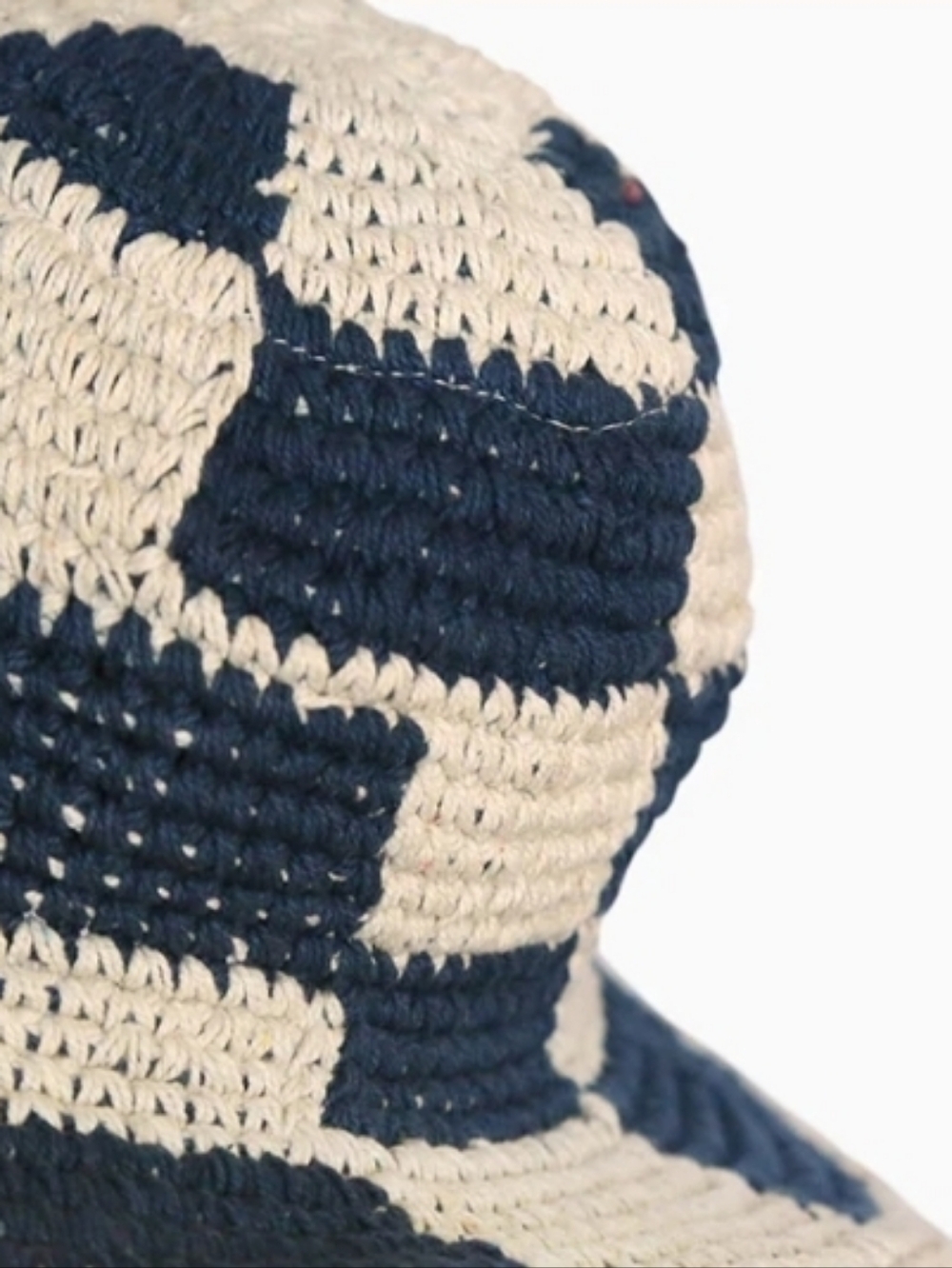 Sunny Life Crochet Cotton Checkerboard Beach Hat - Navy & Natural - Picture 3 of 4